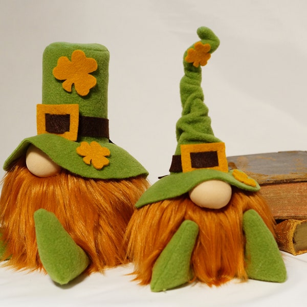 St Patricks day Gnome with top hat , Irish lad with shamrock ,