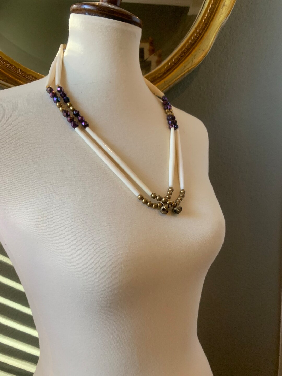 Vintage African Bone Bell Beaded Necklace - Etsy