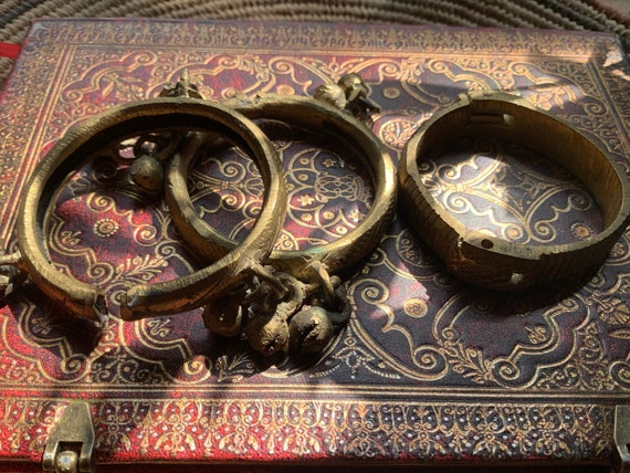 Vintage Handmade Brass Tribal Bell Bracelet Set - image 7