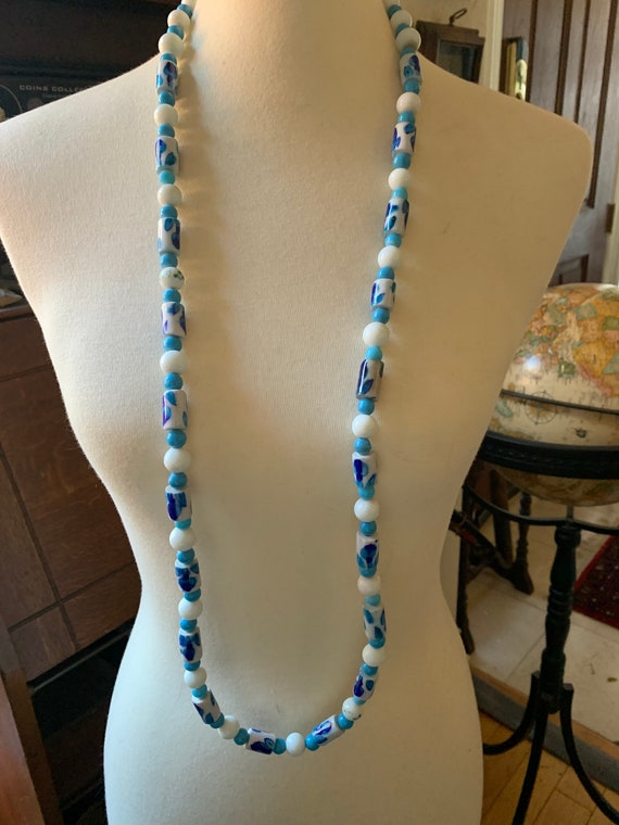Vintage Hand painted Ceramic Bead Necklace from I… - image 10