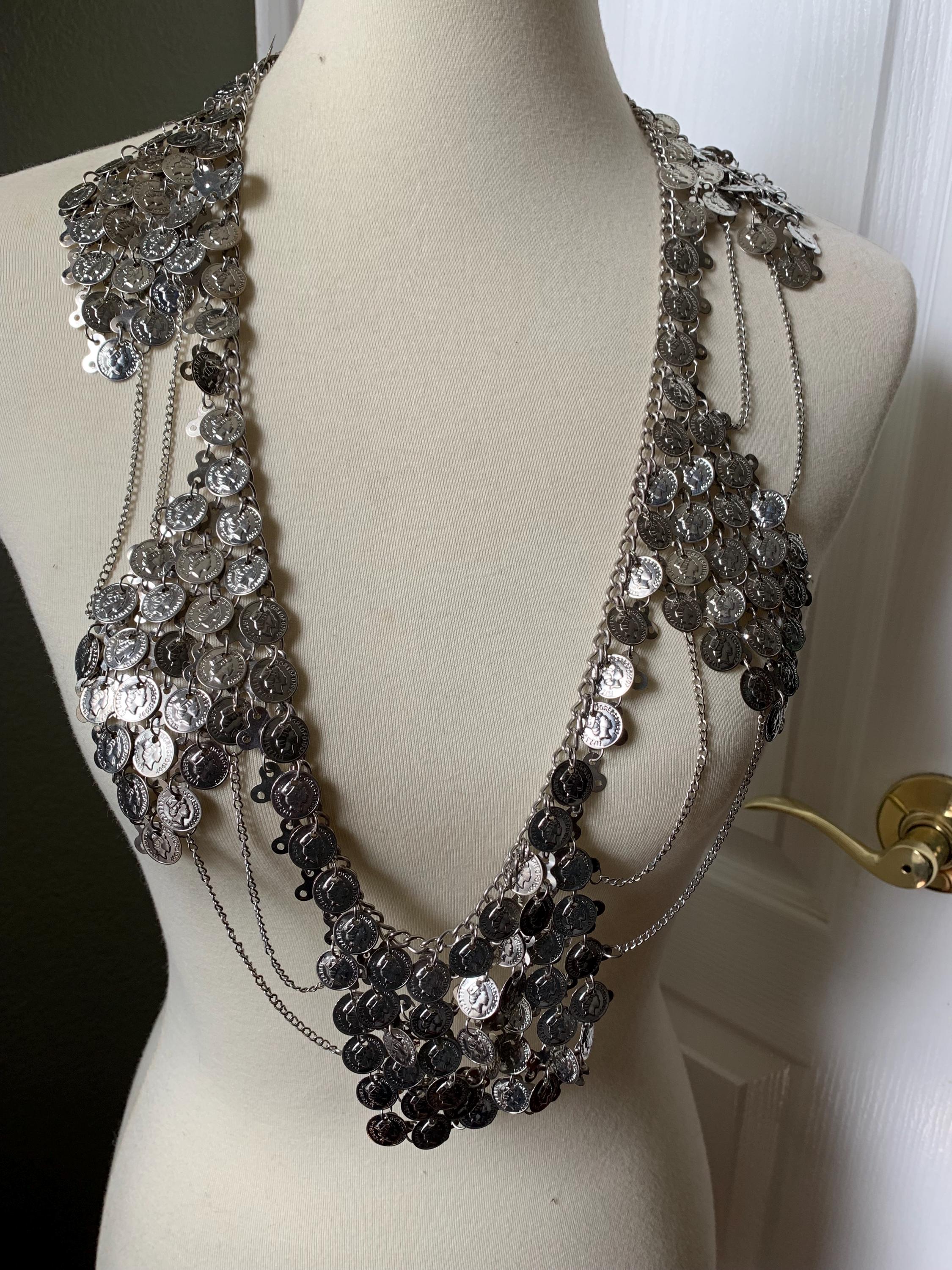 Layered Silver-Tone Belly Dance Chain with Bead Accents Tribal Belly Dance Waist Chain - Etsy main image 4