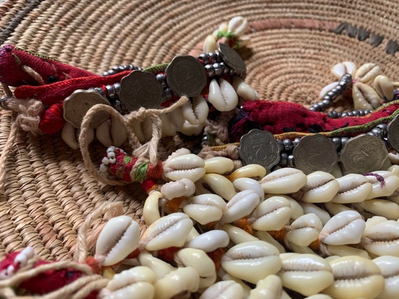 Rare Vintage Pair Cowrie Shell Armbands - image 4