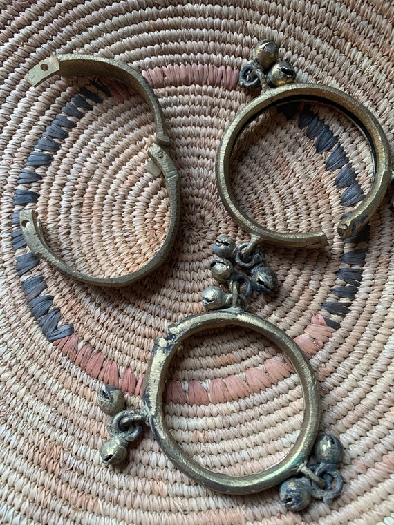 Vintage Handmade Brass Tribal Bell Bracelet Set - image 6