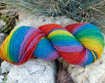 DESTASH Hand dyed self striping wool yarn Dundaga 6/2. Rainbow gradient latvian wool yarn