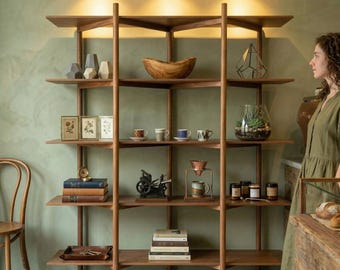 Solid Japanese Wood Shelves – Modern Natural Wood Bookcase