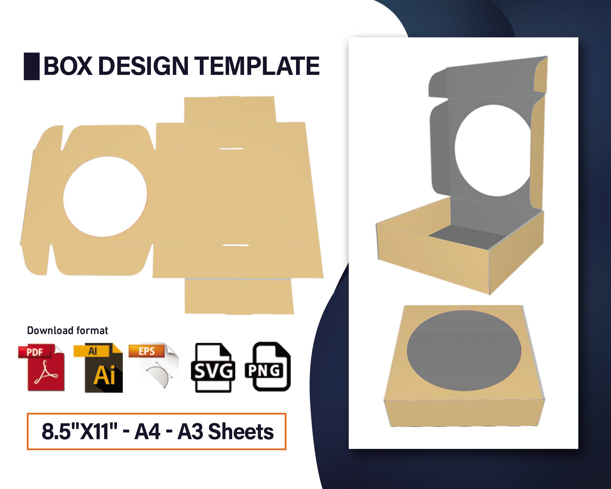 Cake box template bakery packaging pastry box box with Etsy