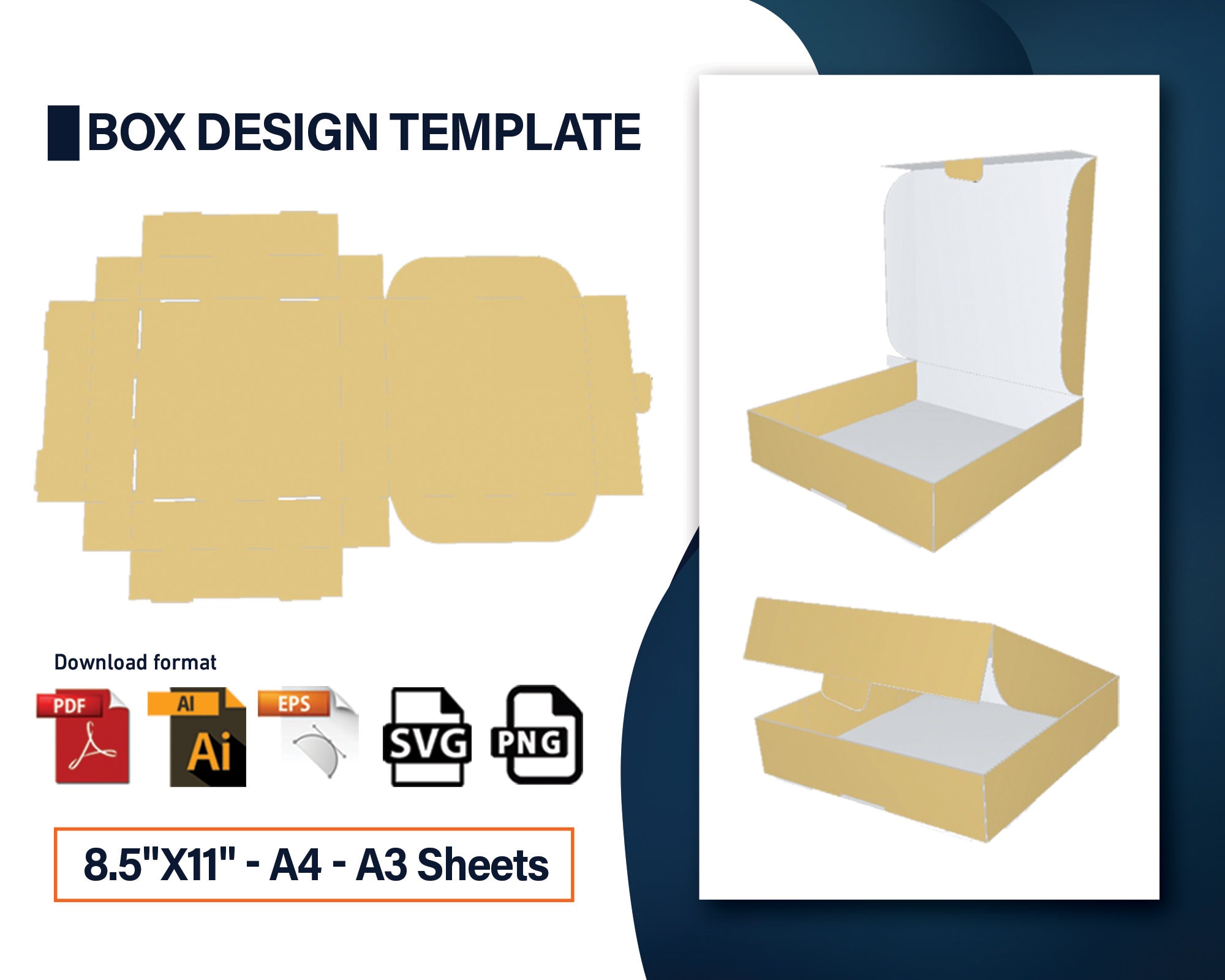 Download Product Box Template Rectangular Box Svg Gift Box Packaging Etsy