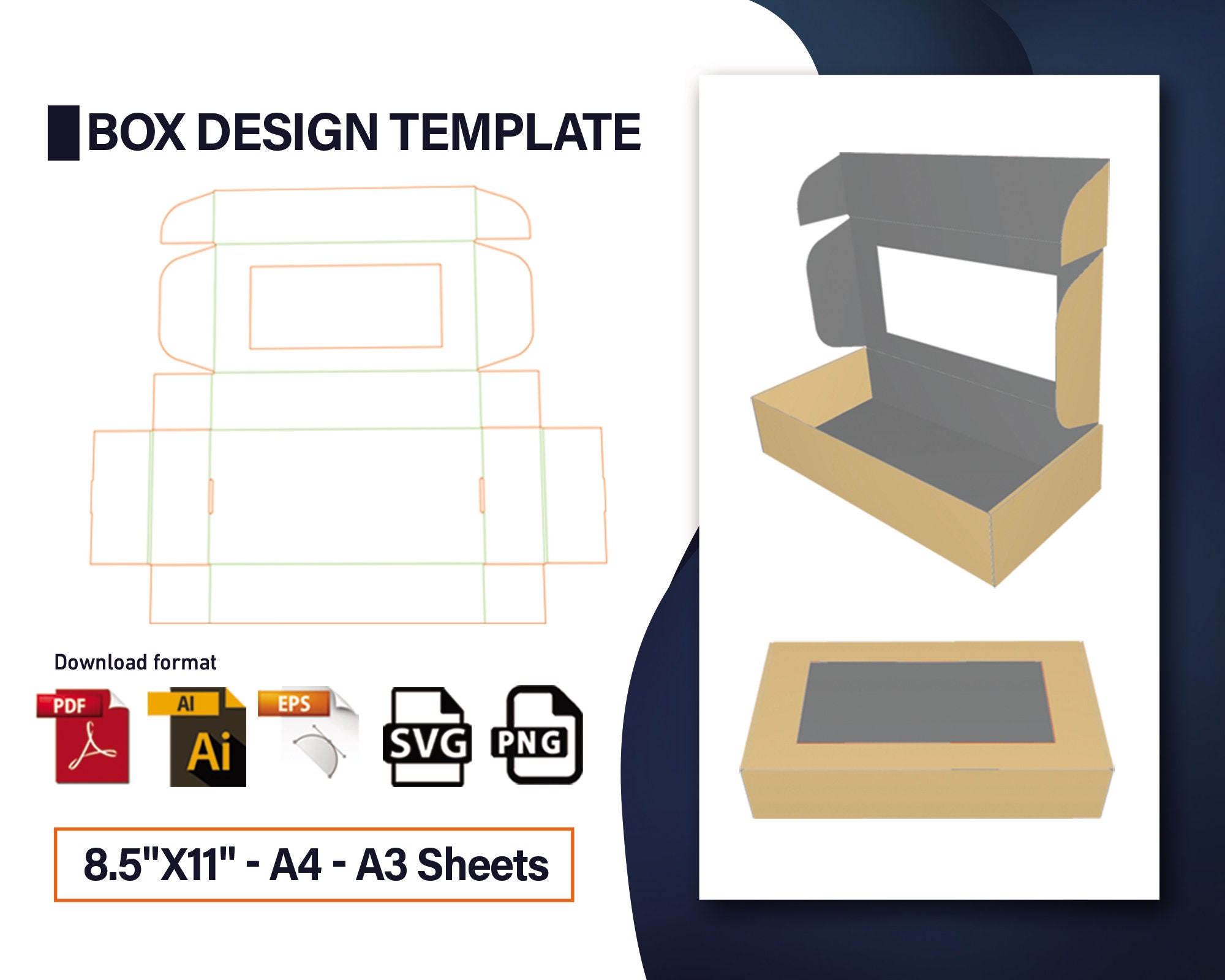 Cake box template bakery packaging pastry box box with Etsy