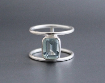 Natural Aquamarine Ring, Handmade jewelry, Bridesmaid Gift, Solid Silver Ring, Wedding Ring, Gemstone Ring, Handmade Ring, Ring for Women