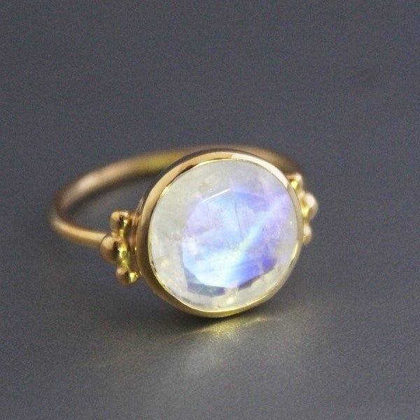 Pierścionek z tęczowego kamienia księżycowego, 92,5% srebrny pierścionek, tęczowy kamień księżycowy, pierścionek Boho,