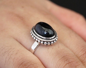 Black Onyx Ring, Boho Ring, Black Gemstone Ring, Gift for Mom, Dainty Gemstone Ring, Cute Ring, Rings For Women, Minimalist Jewellery