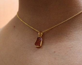 Raw Carnelian Necklace, Sterling Silver Carnelian Necklace, August Birthstone Necklace for Women, Gift for Her