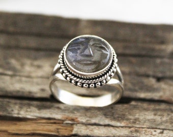 Labradorite Ring, Sterling Silver Ring, Moon Face Ring, Birthday Gift, Gifts for Her, Bridesmaid Gift, Art Deco Ring, Affordable jewelry