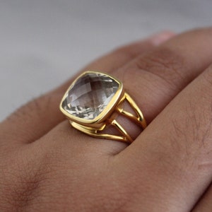 Green Amethyst Ring, Gold Filled Ring, 925 Silver Ring, Middle Finger Ring, Prasiolite Ring, Anniversary Gift, Promise Ring, Cocktail Ring