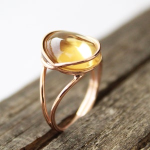 Citrine Ring, November Birthstone Jewelry, Yellow Stone Ring, Dainty Gold Ring, Designer Gemstone Rings, Handmade, Minimalist, Statement