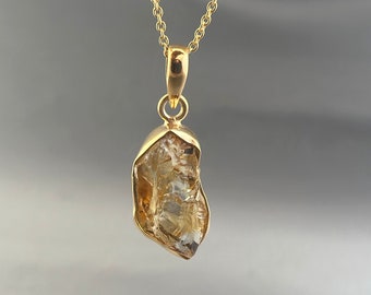 Raw Citrine Necklace, Handmade Raw Crystal Necklace, Unique Necklace for Healing Energy, November Birthstone, Wedding gifts, Gift for Mom