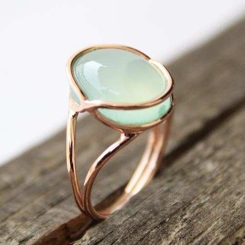 Joolala Natural Blue Green Aqua Chalcedony Ring – 3.3 Carat Rose Cut In Sterling Silver | Valentine's Gift For Her - View #11