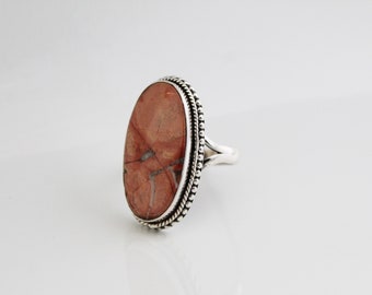 Sterling Silver ring Handmade ring Picture Jasper ring,Statement Ring US size-7.5 stone ring Picture ring,jewelry, R-492 Artisan Ring
