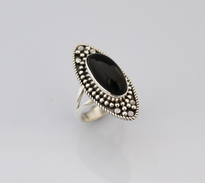 black statement ring gemstone ring Boho Ring Sterling Silver silver onyx jewelry Large Ring Black Onyx Ring