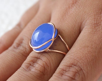 Blue Chalcedony Ring, Rings for Women, Cool Rings, Unique Rings, Delicate Ring, Thin rings for women, Bridal Jewelry, Gift for Wife