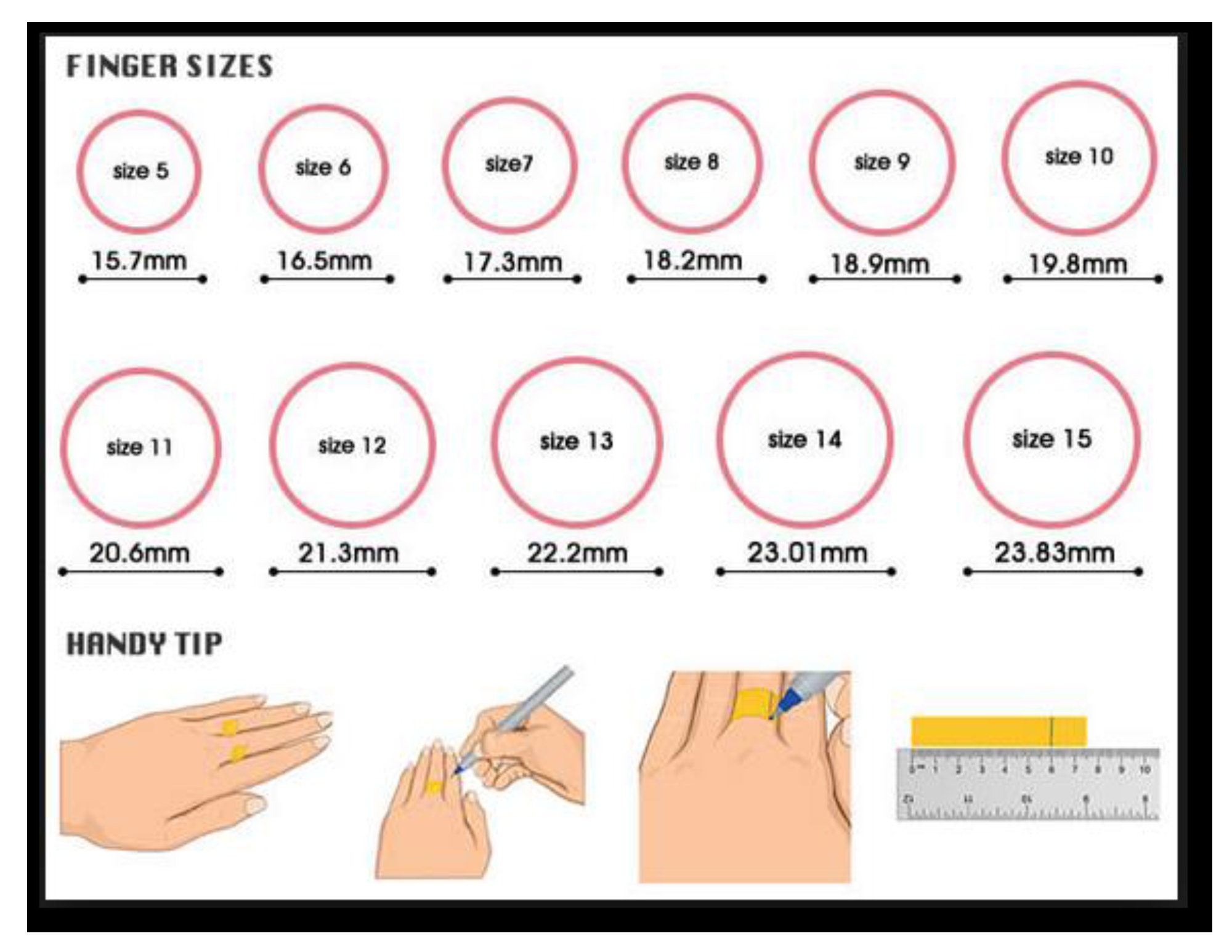 Ring Size Diameter Chart Inches