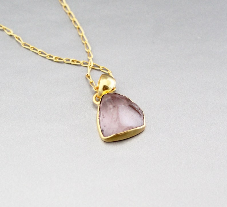Gemstone Necklace Raw Crystal Necklace Stone Necklace 14k Gold Fill Raw Quartz Necklace Natural Crystal Necklace Rose Quartz Necklace