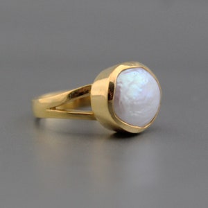 Natural Pearl Ring, Pebble Pearl Ring, 14K Gold Ring, Genuine Pearl ...