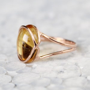 Citrine Ring, November Birthstone Jewelry, Dainty Gold Ring, Designer Gemstone Rings, Handmade Jewelry, Minimalist Jewelry, Stacking Ring image 8