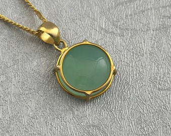 Aqua Chalcedony Necklace, Dainty Gold Necklace, Blue Crystal Necklace, Simple Necklace, Layering pendant, Bridesmaid Gifts, Gift for Wife