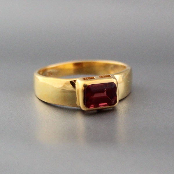 Anello di granato naturale,anello placcato micron oro 14k,pietra di nascita di gennaio,di granato d'oro,delicato anello di granato radre