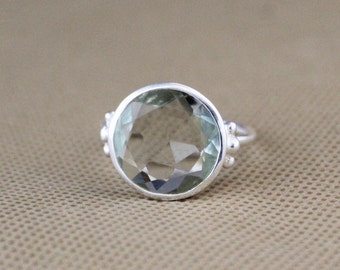 Grüner Amethystring, Sterlingsilberring mit grünem Amethystring, Geburtssteinring für Februar, Geschenkidee für Sie