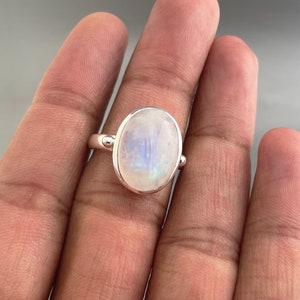 Rainbow moonstone Ring, Personalized gifts For Mom, June Birthstone Jewelry, Handcrafted Sterling Silver Moonstone Ring, Boho Chic Jewelry