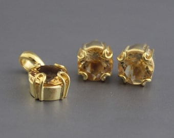Natürliche Citrin Anhänger und Ohrring Set, Citrin Halskette Set, Citrin Schmuck Set, personalisiertes Geschenk, handgemachter Schmuck, Geschenk für Freundin