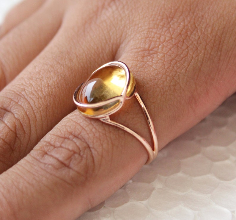 Citrine Ring, November Birthstone Jewelry, Dainty Gold Ring, Designer Gemstone Rings, Handmade Jewelry, Minimalist Jewelry, Stacking Ring image 5