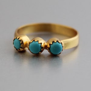 Turquoise 14K Gold Ring: Sterling Silver Handmade Jewelry
