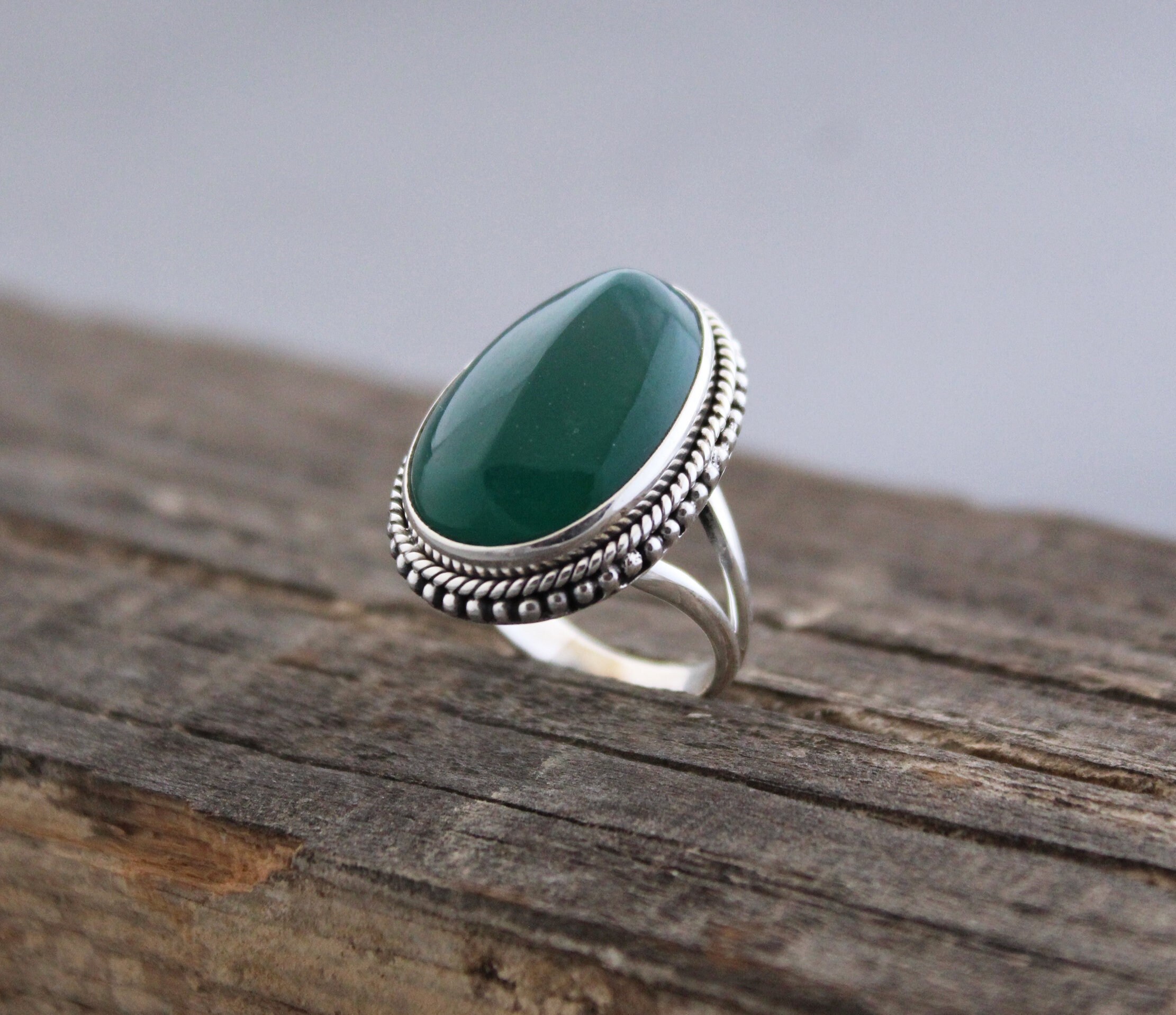 Green Onyx Ring, Green Stone Ring, Large Silver Rings, Plus Green Onyx Ring, Green Stone Ring, Large Silver Rings, Plus