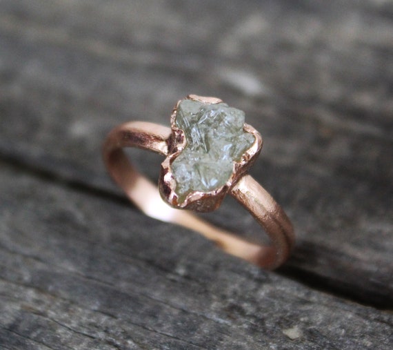 Raw Aquamarine Copper Ring Set - Etsy | Raw stone engagement rings, Cute  engagement rings, Stone engagement rings