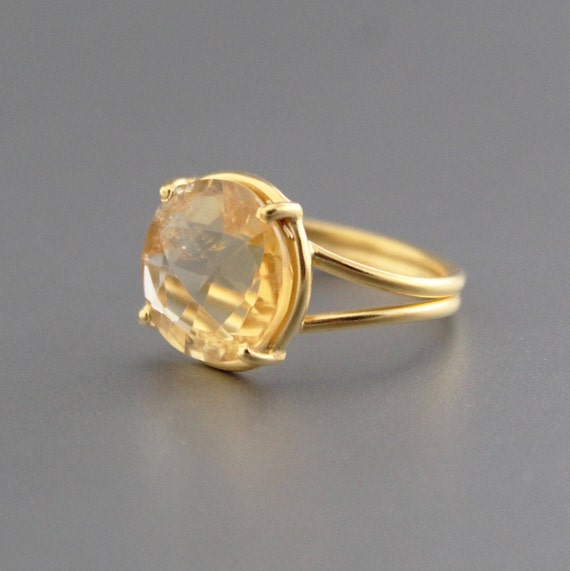 Natural Citrine Ring, Delicate Ring, 18K Gold Filled 925 Sterling Silver Ring, Handmade Ring, Wedding Jewelry,