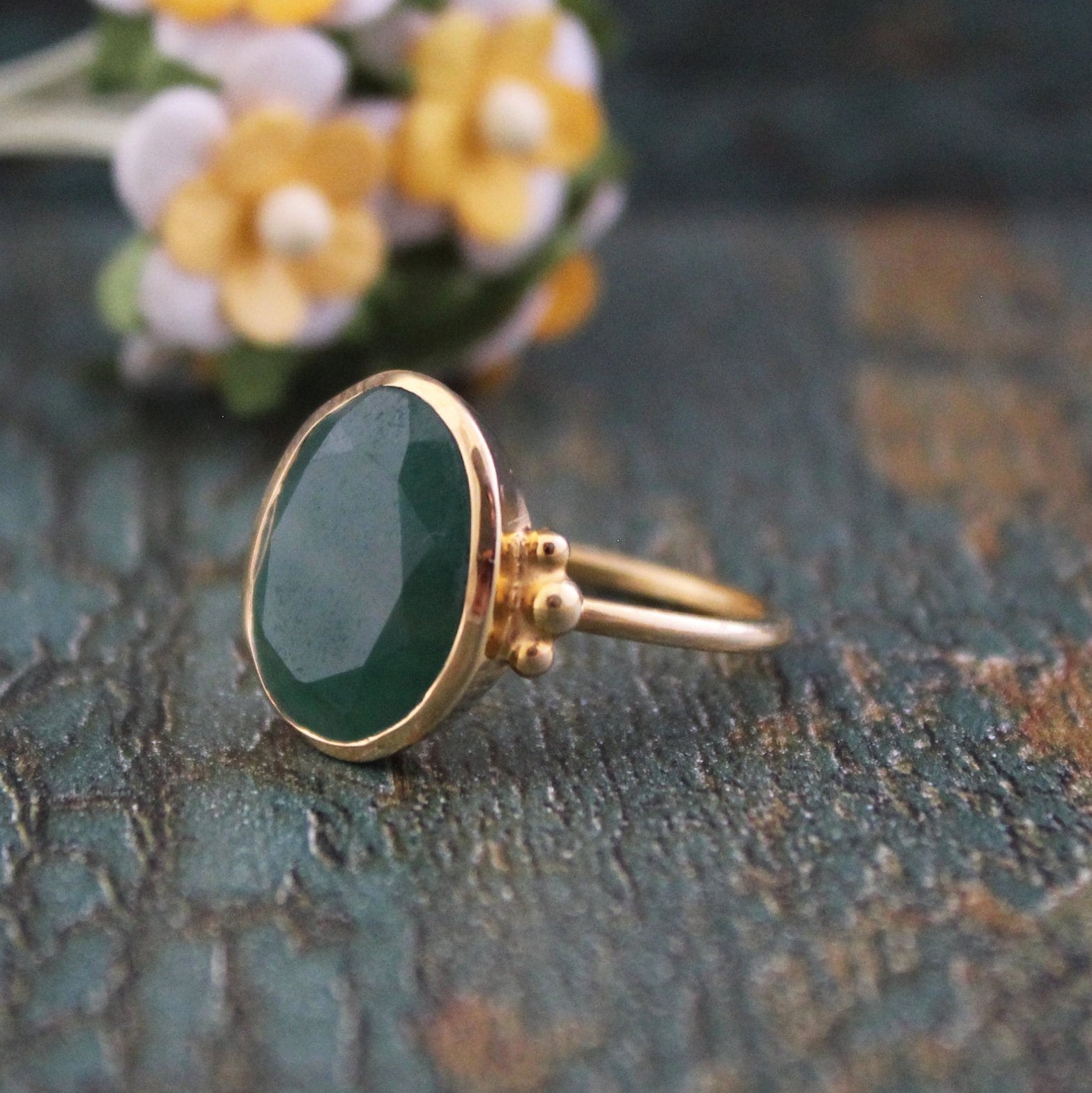 Green Onyx Rings, Handmade Green Onyx Statement Rings, Boho