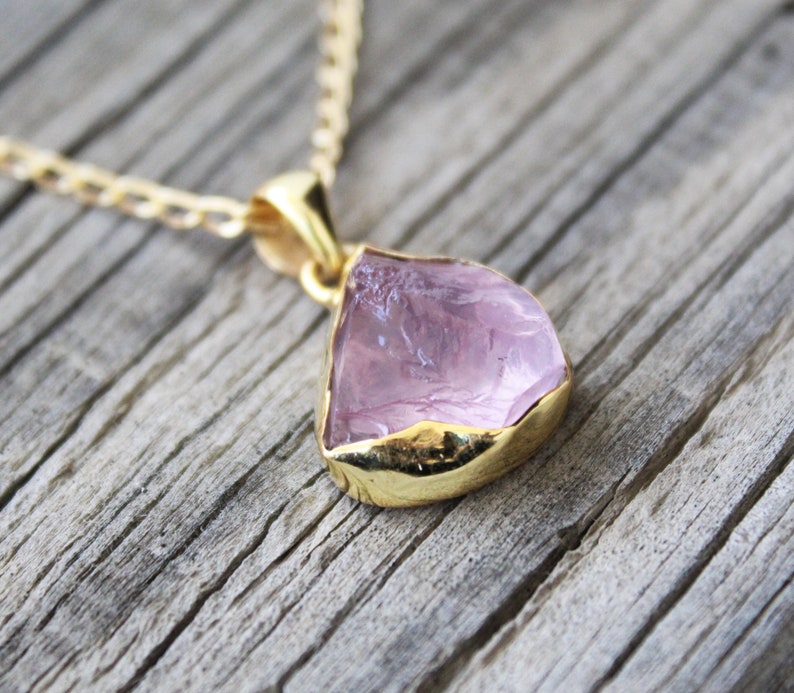 Gemstone Necklace Raw Crystal Necklace Stone Necklace 14k Gold Fill Raw Quartz Necklace Natural Crystal Necklace Rose Quartz Necklace