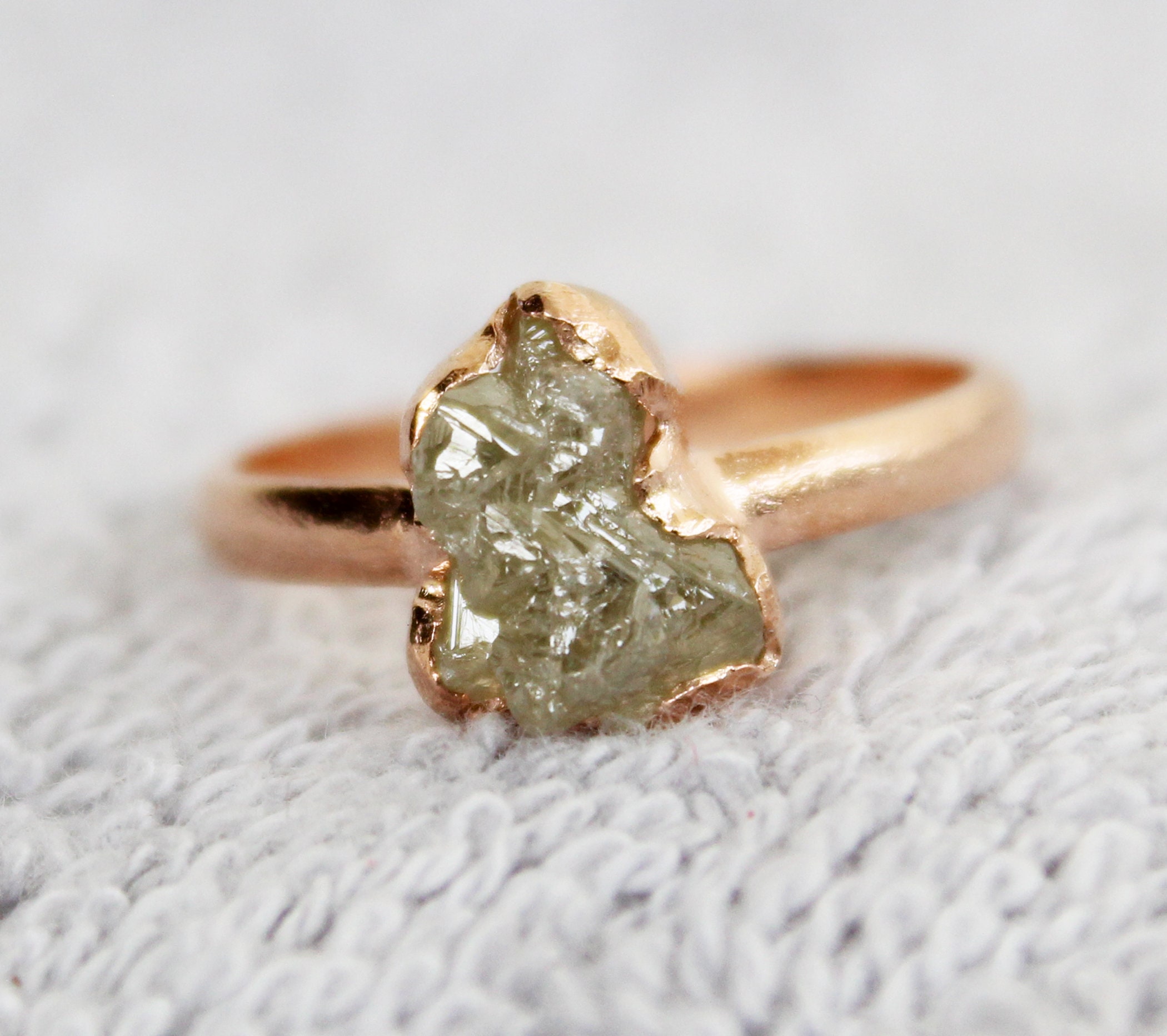 Raw Diamond ring Raw gemstone engagement ring 14k gold Etsy
