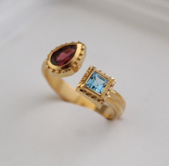 18金 ブルートパーズ ガーネット リング 楽天市場】【数量限定】リング カボション 指輪 K18 18K 18金 K10 10K