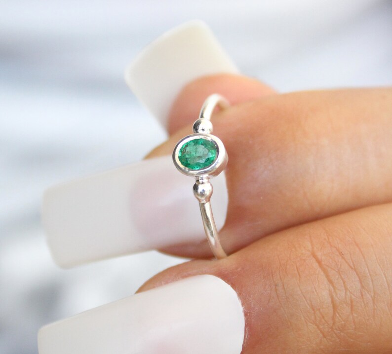Natural Emerald Ring Emerald Ring rings for women friendship ring 925 Silver ring Statement Ring gemstone ring