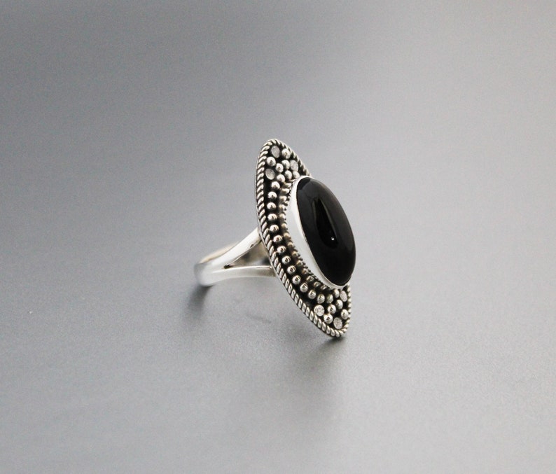 black statement ring gemstone ring Boho Ring Sterling Silver silver onyx jewelry Large Ring Black Onyx Ring
