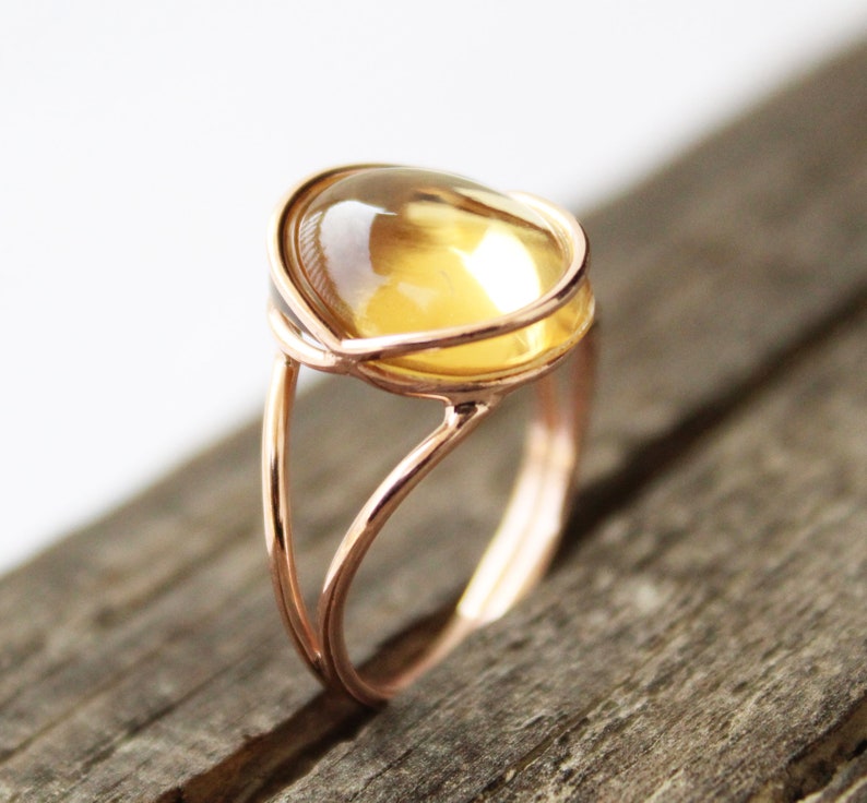 Citrine Ring, November Birthstone Jewelry, Dainty Gold Ring, Designer Gemstone Rings, Handmade Jewelry, Minimalist Jewelry, Stacking Ring image 1