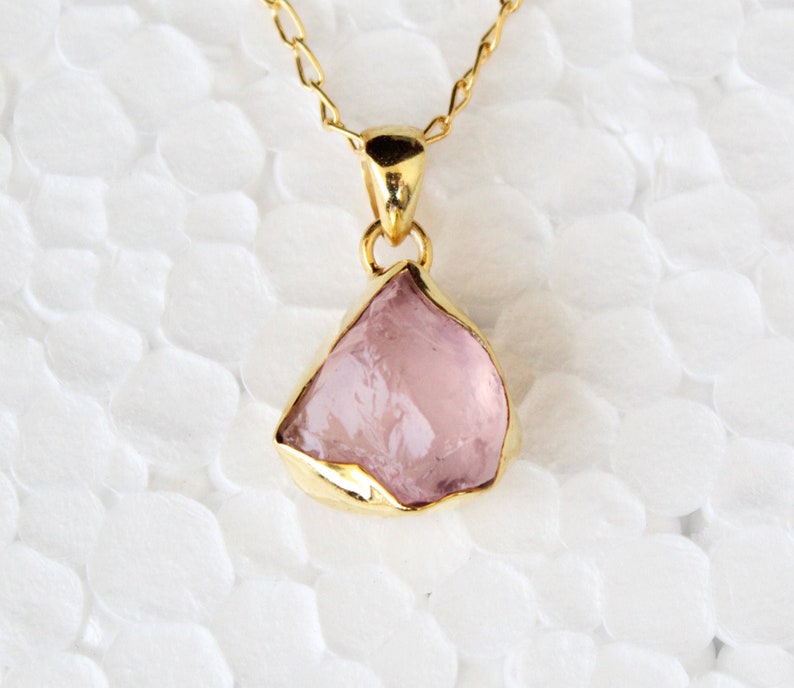 Gemstone Necklace Raw Crystal Necklace Stone Necklace 14k Gold Fill Raw Quartz Necklace Natural Crystal Necklace Rose Quartz Necklace