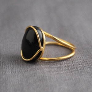 Natural Black Onyx Ring,  18k Gold Ring, 925 Sterling Silver Ring, Designer Ring, Black Onyx Jewelry, Minimalist Ring, Delicate Ring