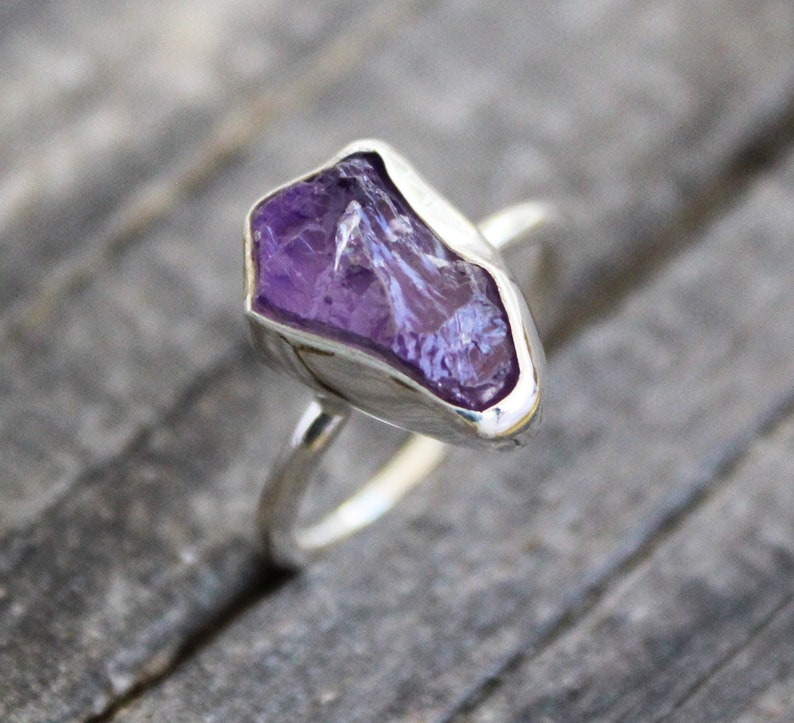 raw amethyst ring
