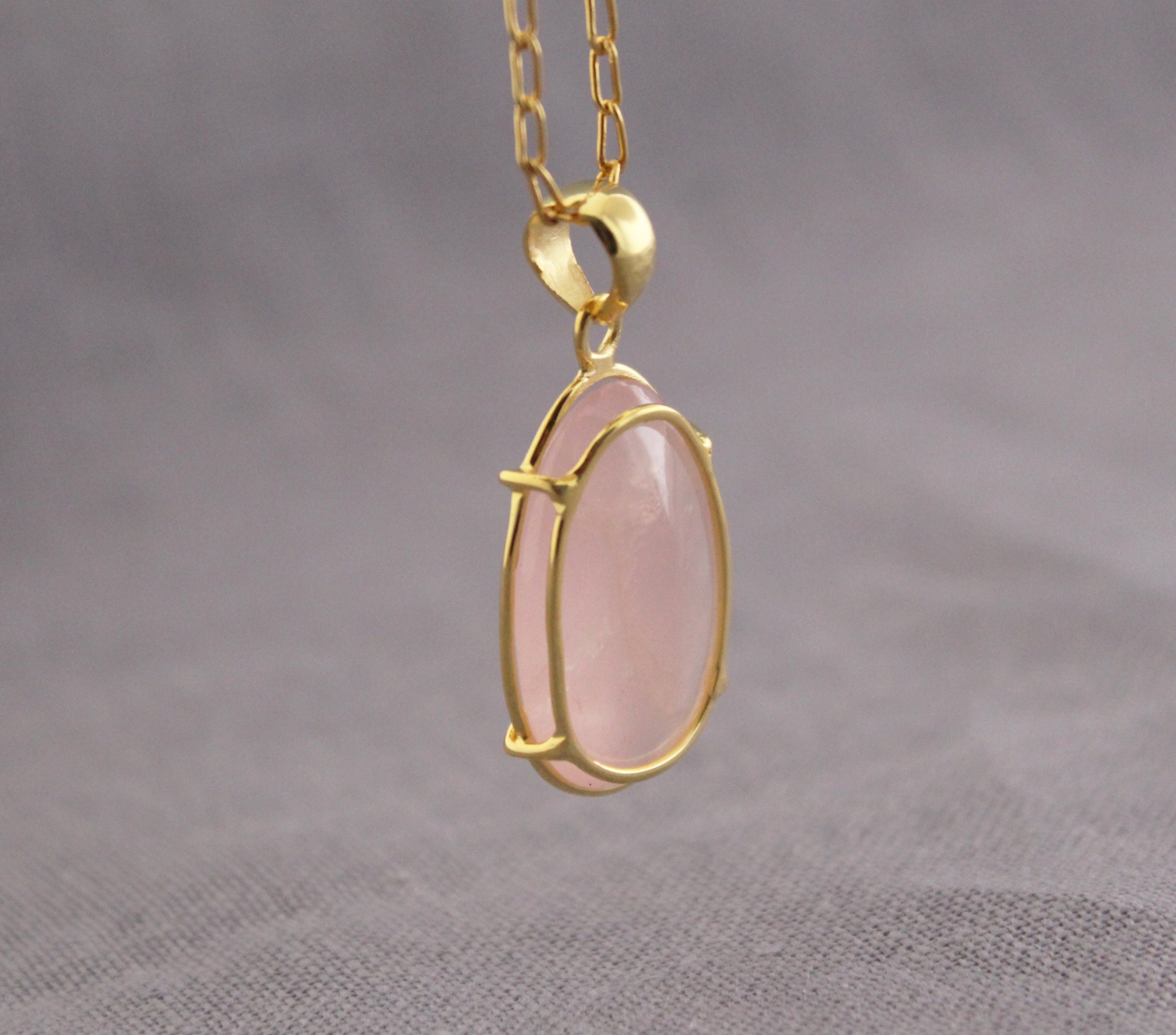 Rose Quartz Necklace Pink Crystal Pendant Healing Crystal Etsy