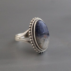 Blue Jasper ring, Bohemian Jewelry, 925 Sterling Silver Ring, Large Silver Rings, Bridesmaid Gifts, Wedding Gifts, Handmade Jewelry